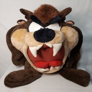 Vintage Large 1995 Looney Tunes Taz Tazmanian Devil Plush 21"x23"